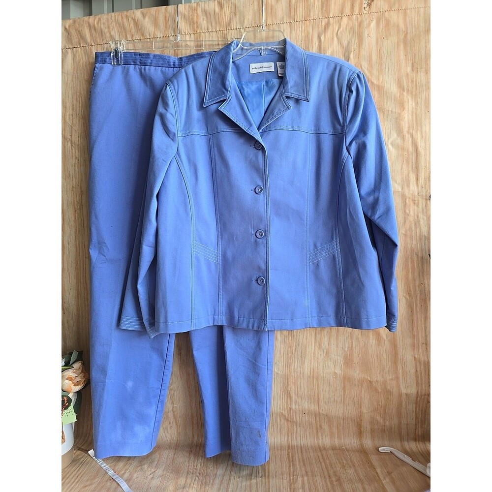 Alfred Dunner 2 pc Jacket & Pant Suit Set Womens 20/18 blue Elastic Waist